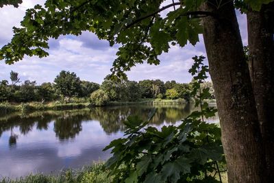 Scenic view of lake against sky