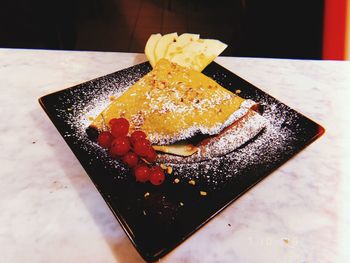 High angle view of cake on plate