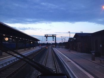 Railroad track at sunset