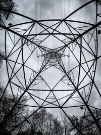 Low angle view of electricity pylon against sky