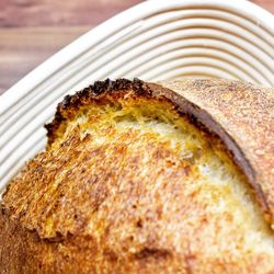 High angle view of bread in plate