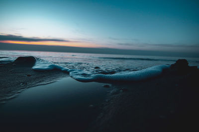 Scenic view of sea against sky at sunset