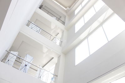 Low angle view of white building interior