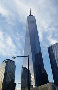 Low angle view of skyscrapers against sky