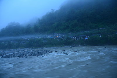 Scenic view of foggy weather