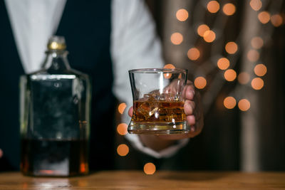 Close-up of wine glass on table