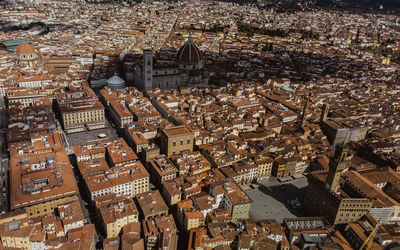 High angle view of buildings in city