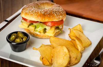 Close-up of food on table