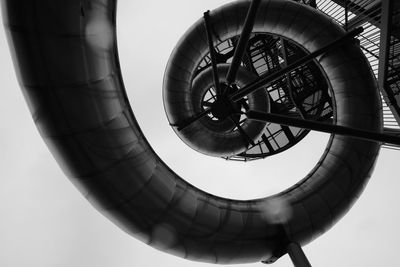 Low angle view of spiral staircase against sky