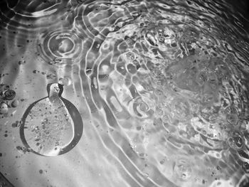 High angle view of bubbles in water