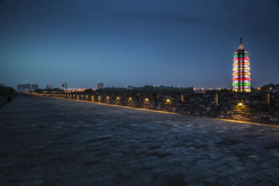 View of city at night