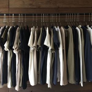 Clothes hanging in rack