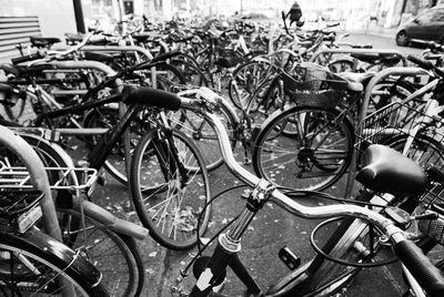 Bicycles parked on footpath