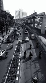 High angle view of traffic on city street