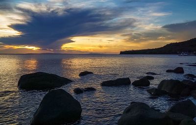 Scenic view of sea during sunset