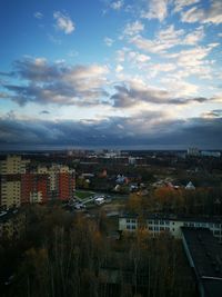 High angle view of townscape against sky