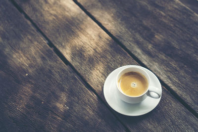 High angle view of coffee on table