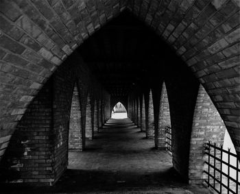 Low angle view of corridor in building