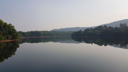 Scenic view of lake against clear sky