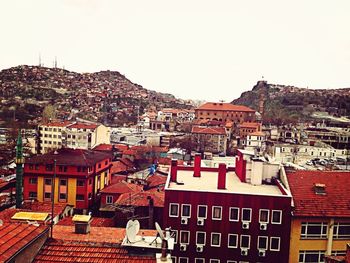 High angle shot of townscape