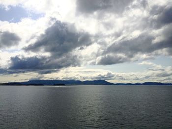 Scenic view of sea against cloudy sky