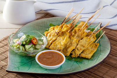 High angle view of food on table