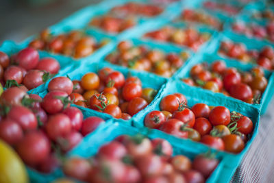 Close-up of tomatoes for sale at market stall