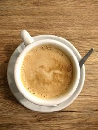 High angle view of coffee on table