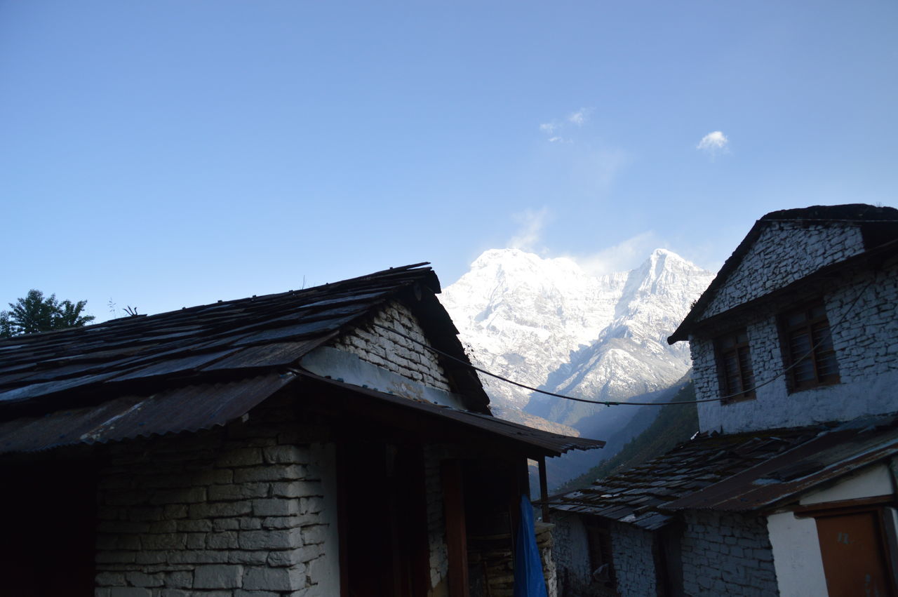 Snowy mountain in the background