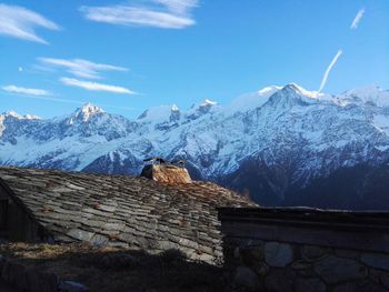 View of snow covered mountain against sky