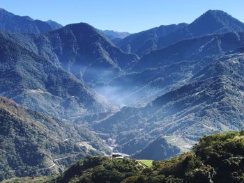 Scenic view of mountains against clear sky