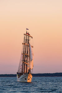 Scenic view of sea against clear sky during sunset