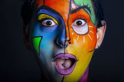 Close-up of human bodypainted