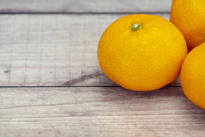 High angle view of orange on table