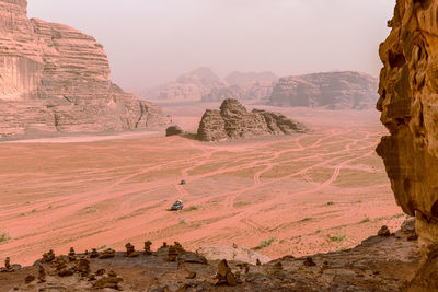 Panoramic view of the desert of wadi rum