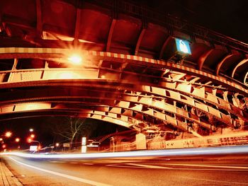 Light trails on street at night