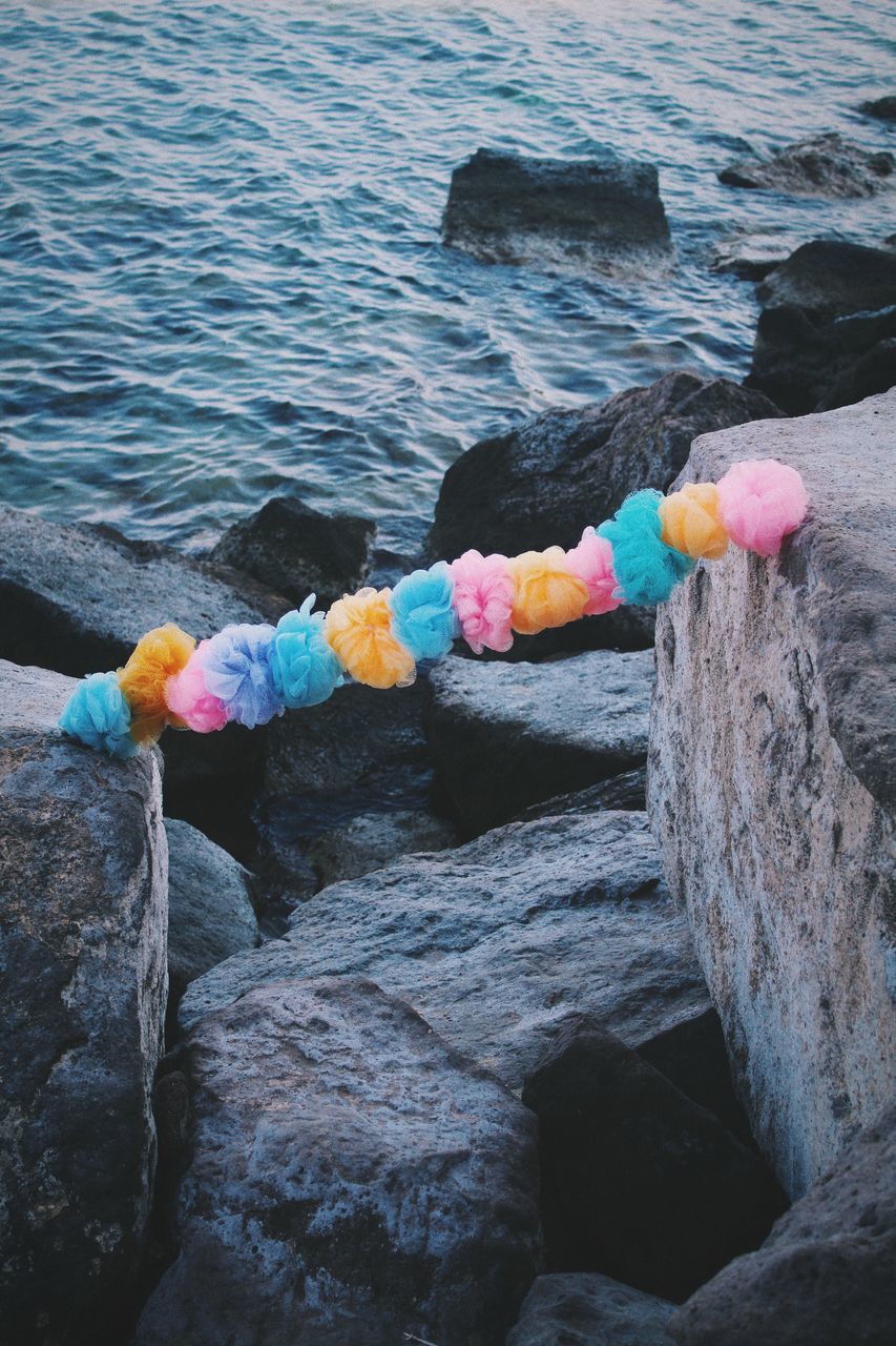 Decoration on rocks at beach