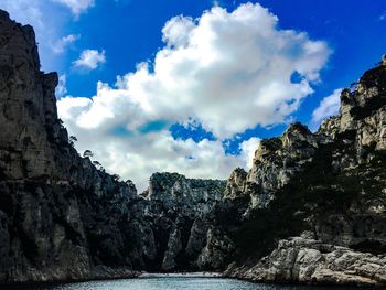 Low angle view of mountain against sky