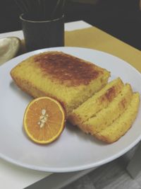 Close-up of breakfast served on table