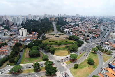 Aerial view of public brazil's independence park. ipiranga, são paulo, brazil