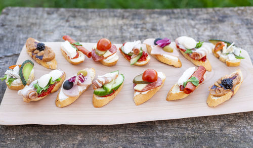 Close-up of food on cutting board