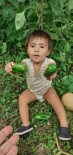 Portrait of girl in field