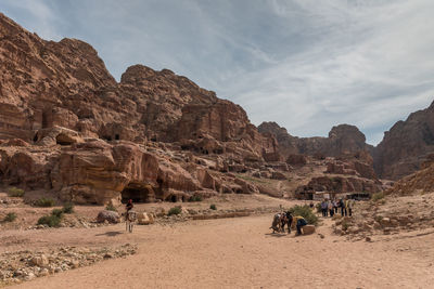 Scenic view of petra jordan against sky