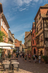 Pedestrian street in the historic center of the alsatian commune of riquewihr