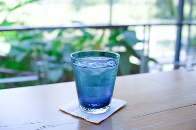 Close-up of drink in glass on table