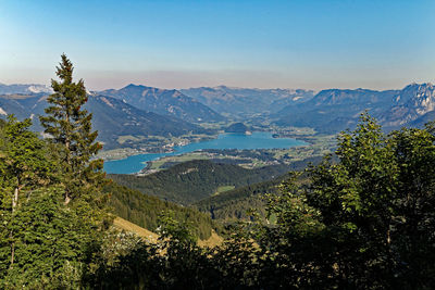 Scenic view of landscape and mountains against sky