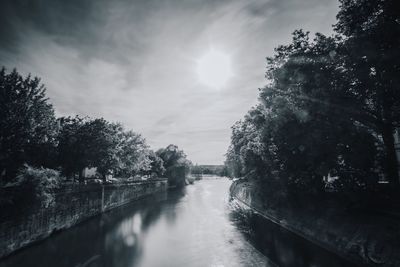 River amidst trees against sky