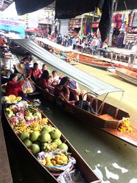 High angle view of people in market