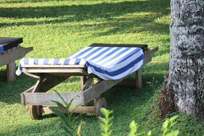 Empty bench in park