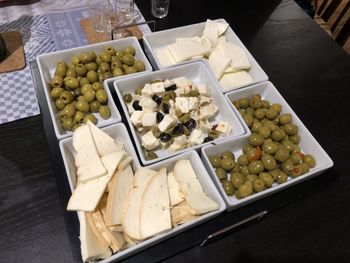 High angle view of food on table